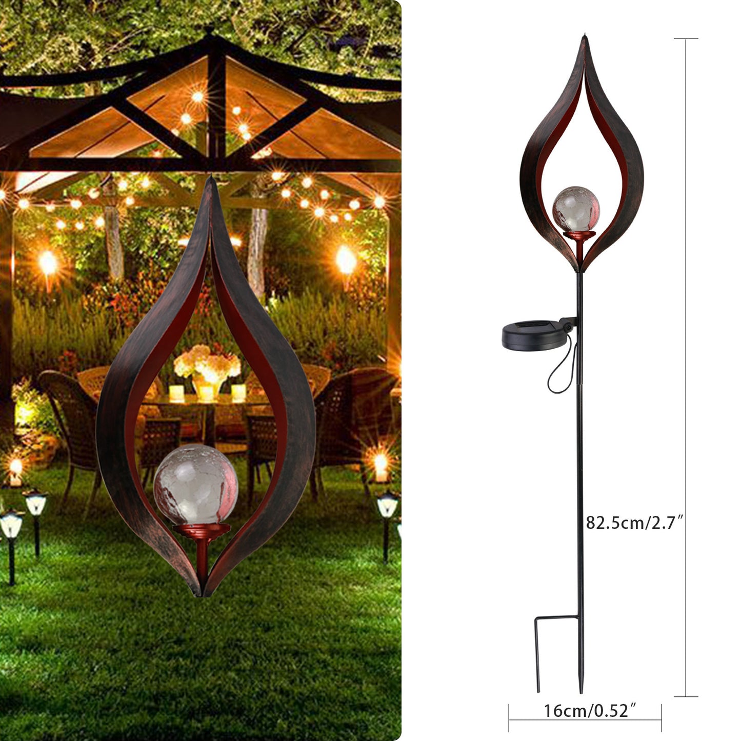 LED Solar Flame Metal Decorative Light